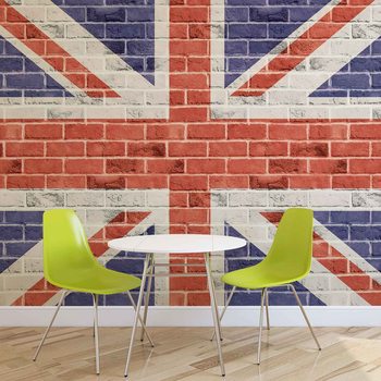Backsteinmauer Großbritannien Flag Fototapete