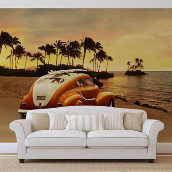 Vintage Auto Surf Strand Fototapete