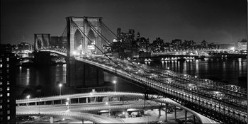 Reproducción de arte Nueva York - Brooklyn bridge v noci