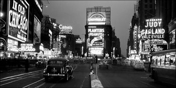 Reproducción de arte Nueva York - Times Square illuminated by large neon advertising signs
