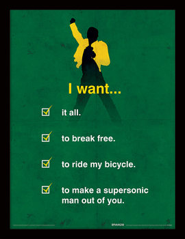 Queen - I Want Checklist Poster enmarcado