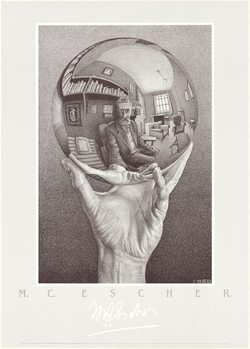 Hand with Reflecting Sphere - Self-Portrait in Spherical Mirror, 1935 Obrazová reprodukcia