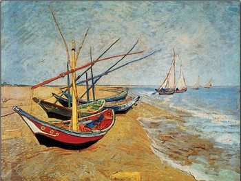 Obrazová reprodukce Rybářské lodě na pláži v Saintes-Maries-de-la-Mer, 1888