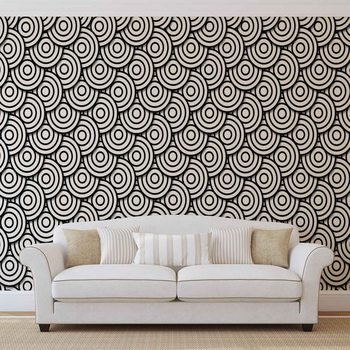 Abstrait Moderne Cercle Noir Blanc Poster Mural XXL