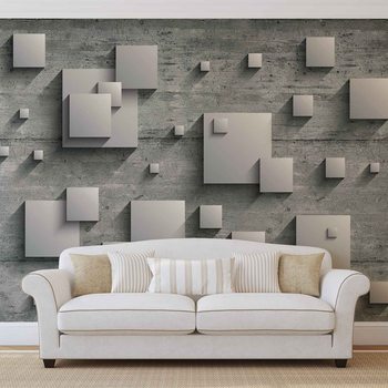 Abstrait Moderne Gris Argenté Poster Mural XXL
