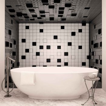 Carrés Abstraits Modernes Noir et Blanc Poster Mural XXL