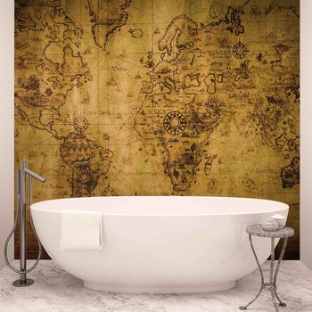Carte du Monde Sépia Vintage Poster Mural XXL