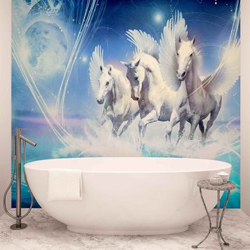 Cheval ailé Pegasus Bleu Poster Mural XXL