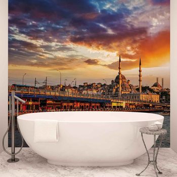 Coucher de Soleil Ville d'Istanbul Poster Mural XXL