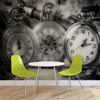 Montres Horloges Noir Blanc Poster Mural XXL