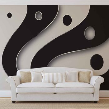Motif Moderne abstrait Blanc et Noir Poster Mural XXL