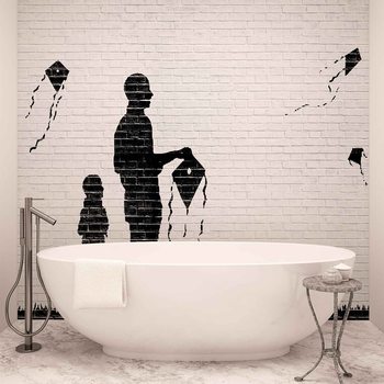 Mur de Briques Cerf Volant Enfants Noir Blanc Poster Mural XXL