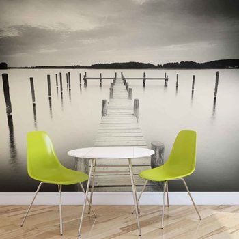 Nature Eau Lac Jetty Noir Blanc Poster Mural XXL