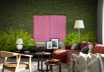 Pink Brick Door Poster Mural XXL