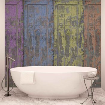 Portes rustiques en bois peint Poster Mural XXL