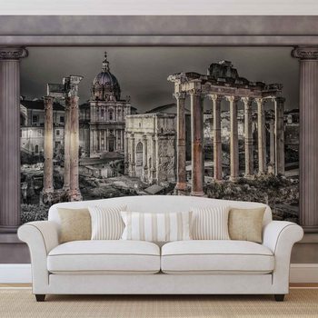 Ruine Rome Ville Vue de la fenêtre Poster Mural XXL