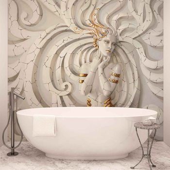 Sculpture Yoga Femme Tourbillons Méduses Poster Mural XXL