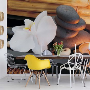 Spa Pebbles And Flowers Poster Mural XXL