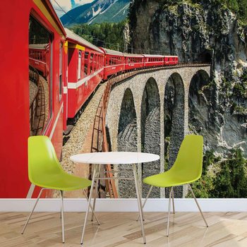 Train à travers les montagnes Poster Mural XXL