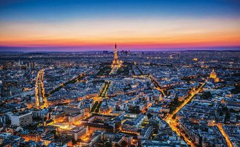 Ville Paris Coucher de Soleil Tour Eiffel Poster Mural XXL