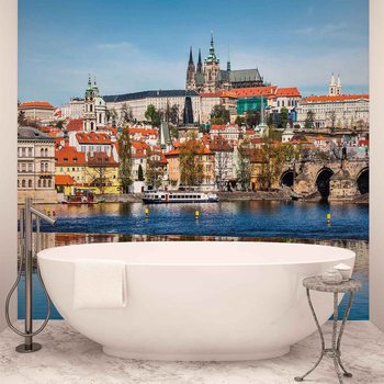 Ville Prague Pont Fleuve Cathédrale Poster Mural XXL