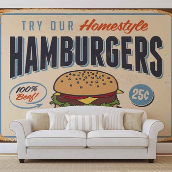 Ταπετσαρία τοιχογραφία Retro Poster Hamburgers
