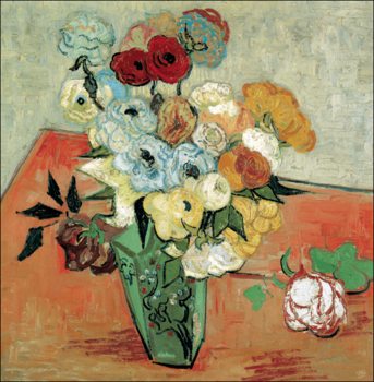 Still Life: Japanese Vase with Roses and Anemones, 1890 Reproduction de Tableau