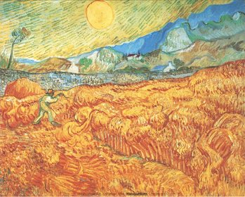 Wheat Field with Reaper, 1889 Festmény reprodukció