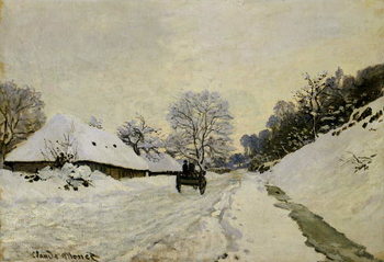 The Cart, or Road under Snow at Honfleur, 1865 Художествено Изкуство