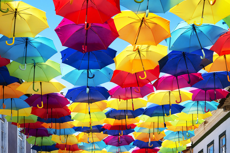 Arte fotográfico Colourful Umbrellas