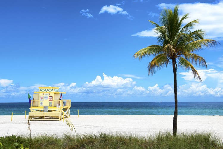 Arte fotográfico Yellow Life Guard Station - Miami