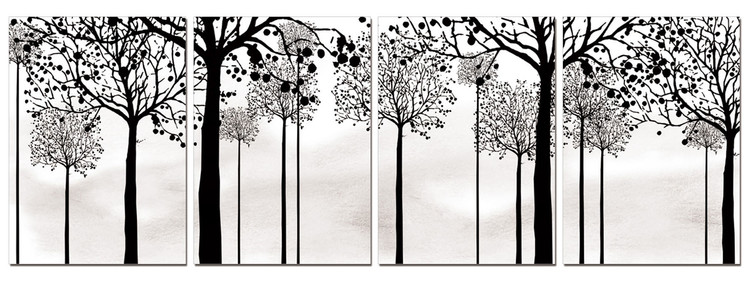 Black silhouettes of trees Modern tavla