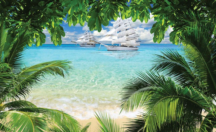 Tropical Beach Island Fotobehang Behang Bestel Nu Op Europosters Nl