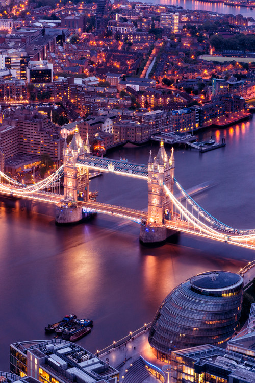 Fotomural View of City of London with the Tower Bridge at Night