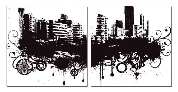 Modern Design - City in Clouds Obraz