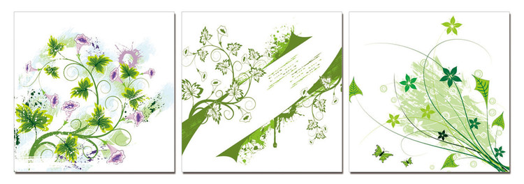Modern Design - Green Flowers Obraz