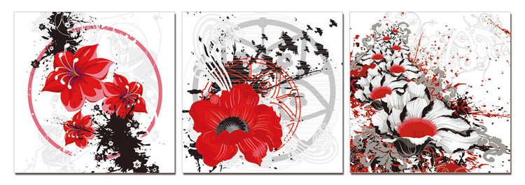 Modern design - red flowers Obraz