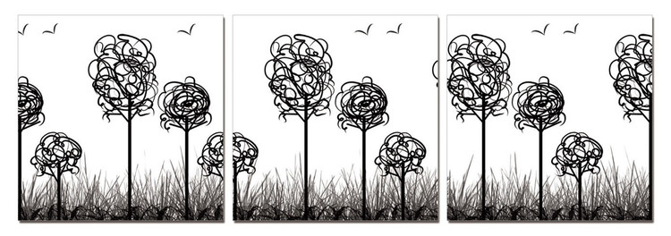 Modern Design - Trees with Birds Obraz