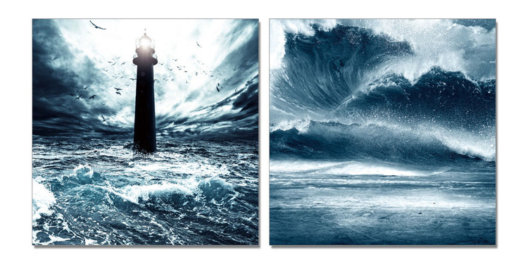 Lighthouse in storm Schilderij