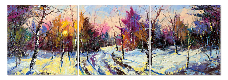 Sunrise over a winter landscape Schilderij