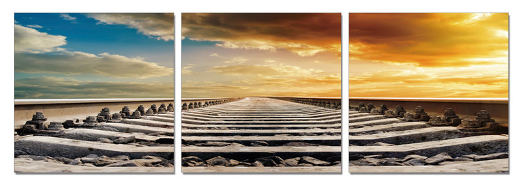 Sunset over rail Schilderij