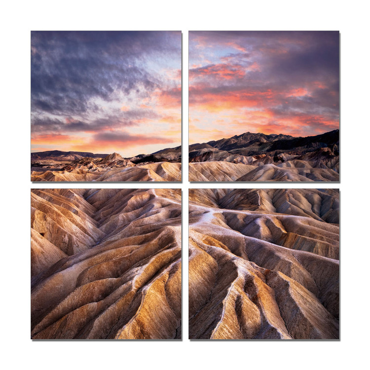The mountainous landscape in the sunset Schilderij