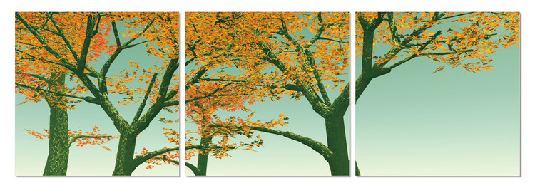 Yellow leaves on a tree Schilderij