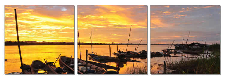 Sunset in the harbor boat Modern tavla