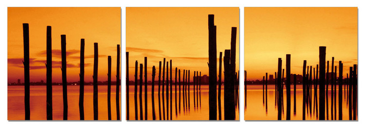 Golden sunset over pier Tableau Multi-Toiles