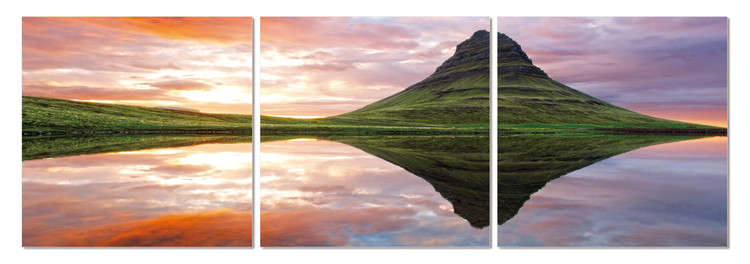 Mirroring the landscape on the lake Tableau Multi-Toiles