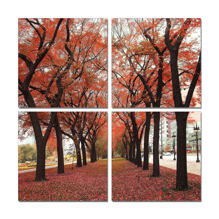 The path covered with leaves from the tree Modern tavla