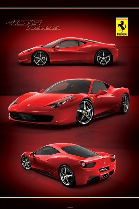 Poster FERRARI - 458 italia | Wall Art | 3+1 FREE | UKposters