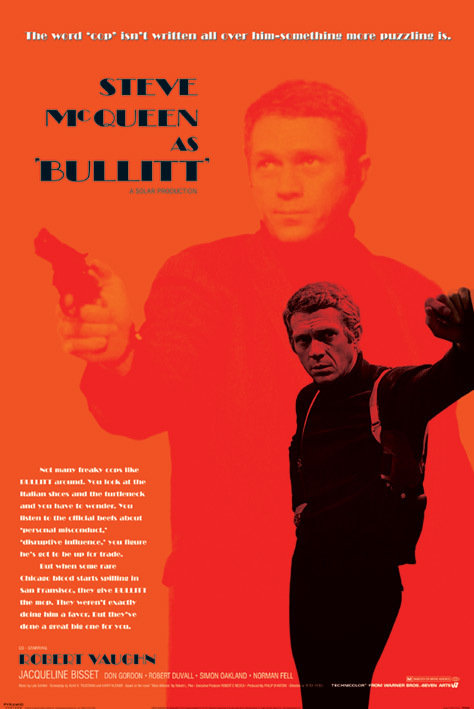 Affiche Steve McQueen Bullitt 60x90cm Sur Toile - Poster Film Iconique Sans Cadre