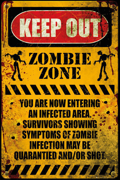 1art1 Zerbino Zombies Keep Out, 70x50 Cm, In Poliammide, Fondo Antiscivolo
